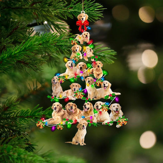 Golden Retriever-Christmas Tree Lights-Two Sided Ornament - Best gifts your whole family