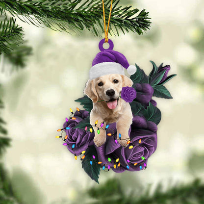 Golden Retriever In Purple Rose Christmas Ornament Christmas Gift To Dog Lover - Best gifts your whole family