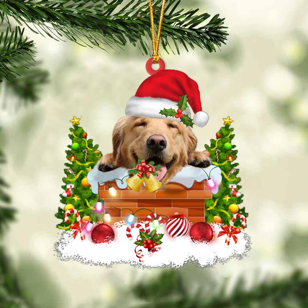 Golden Retriever In The Chimney Hanging Ornament Dog Christmas Ornament - Best gifts your whole family