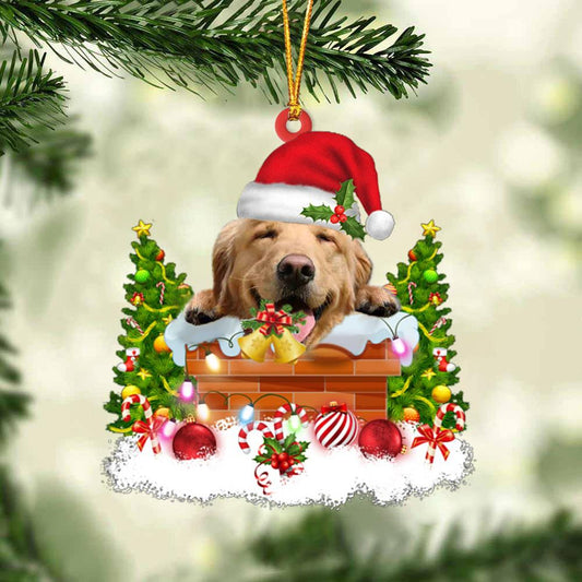Golden Retriever In The Chimney Hanging Ornament Dog Christmas Ornament - Best gifts your whole family