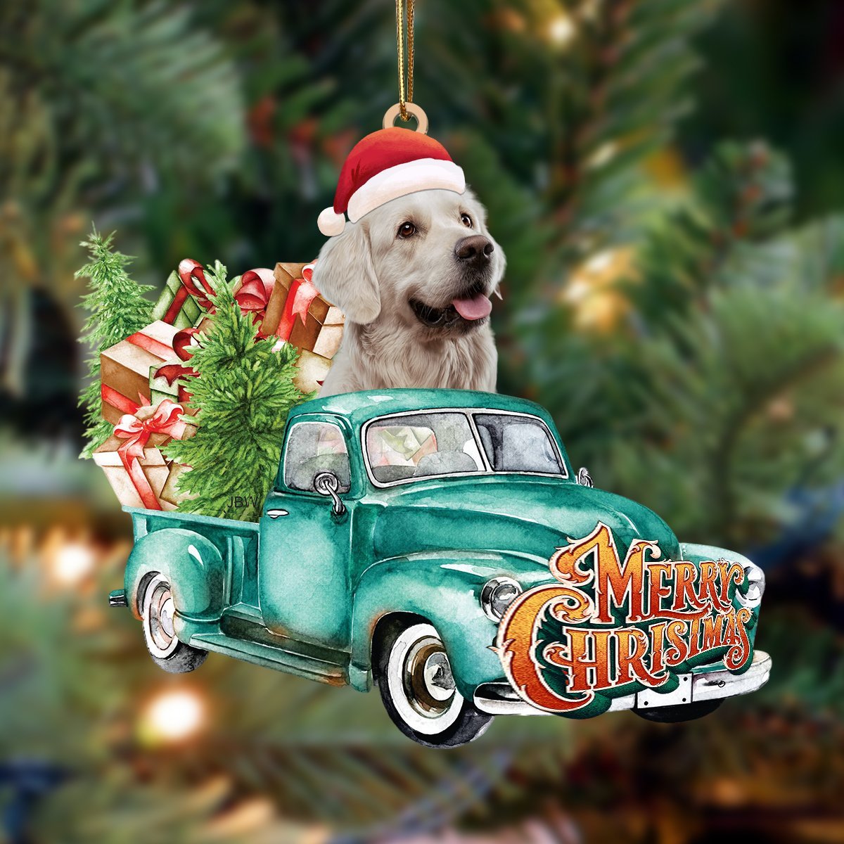 Golden Retriever Mars-Green Truck Hanging Ornament - Best gifts your whole family
