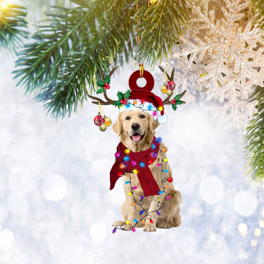 Golden Retriever Reindeer Christmas Ornament, Dog Pet Lover Gifts, Christmas Tree Ornament, Home Decor Plastic Ornament - Best gifts your whole family