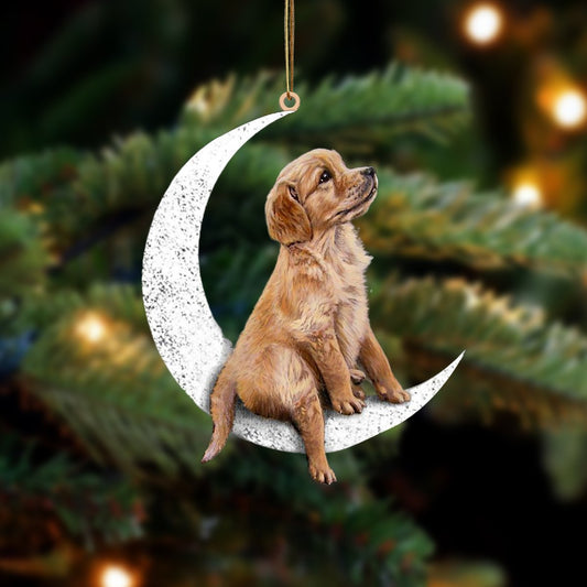Golden Retriever-Sit On The Moon-Two Sided Ornament - Best gifts your whole family