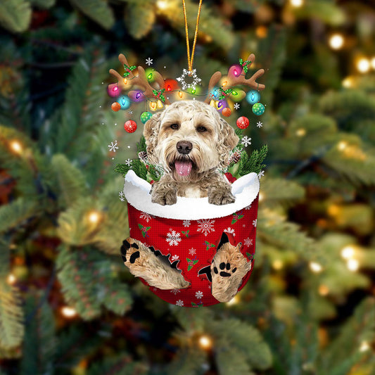 Goldendoodle 1 In Snow Pocket Christmas Ornament Flat Acrylic Dog Ornament - Best gifts your whole family