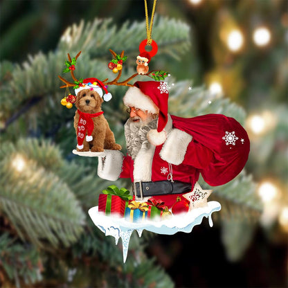 Goldendoodle 2 And Santa Claus Christmas Ornament Godmerc - Best gifts your whole family