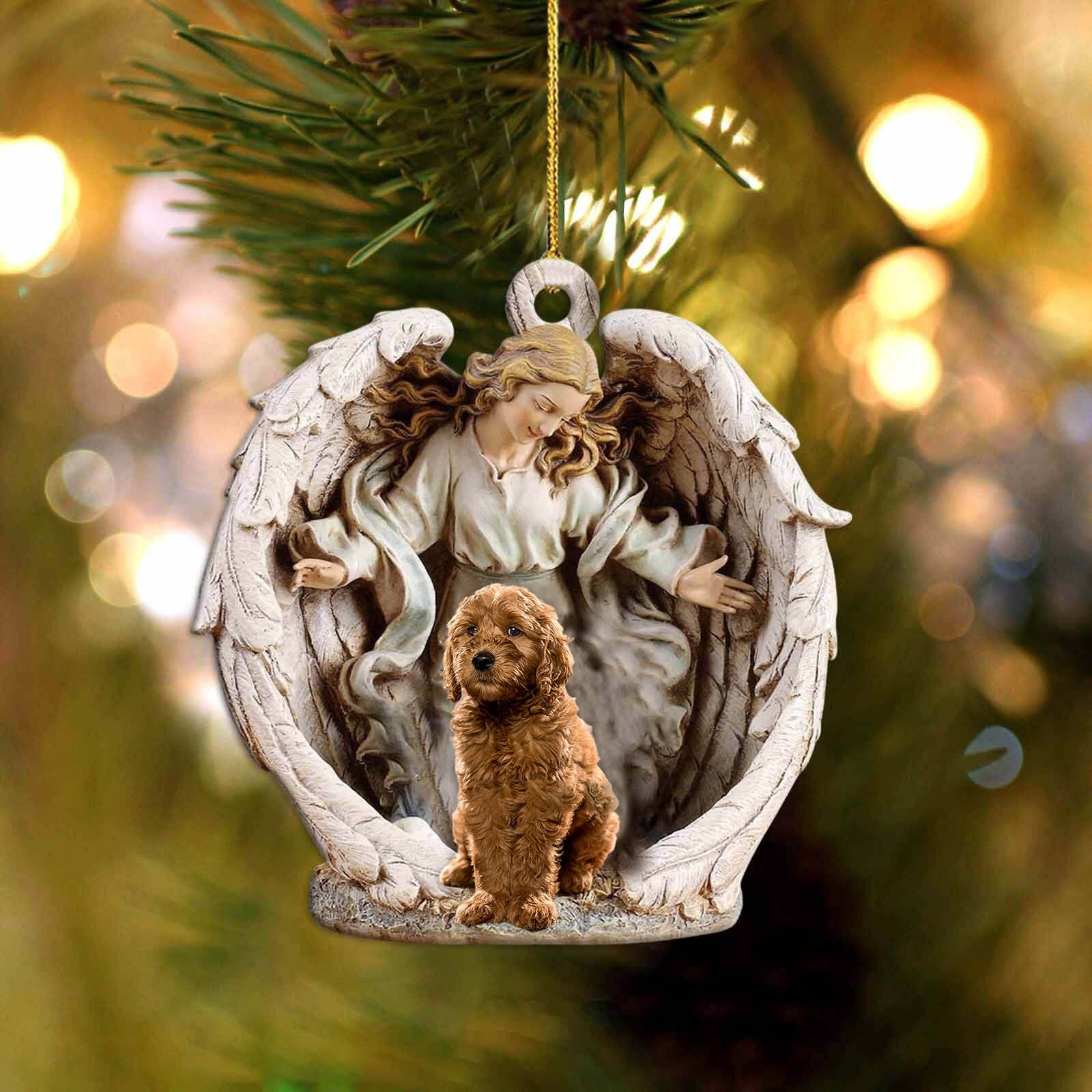 Goldendoodle-Angel Hug Winter Love Two Sided Ornament - Best gifts your whole family