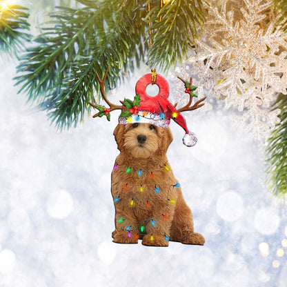 Goldendoodle Christmas Reindeer Ornament Flat 2D, Dog Lover Gifts, Christmas Tree Ornament, Home Decor Plastic Ornament - Best gifts your whole family