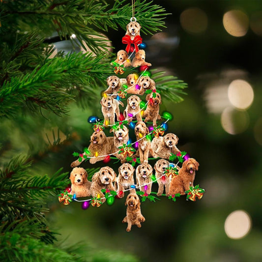 Goldendoodle-Christmas Tree Lights-Two Sided Ornament - Best gifts your whole family