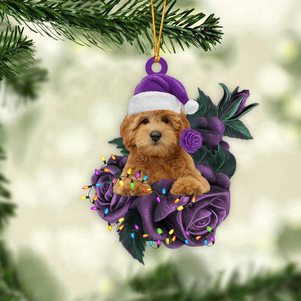 Goldendoodle In Purple Rose Christmas Ornament Christmas Gift To Dog Lover - Best gifts your whole family