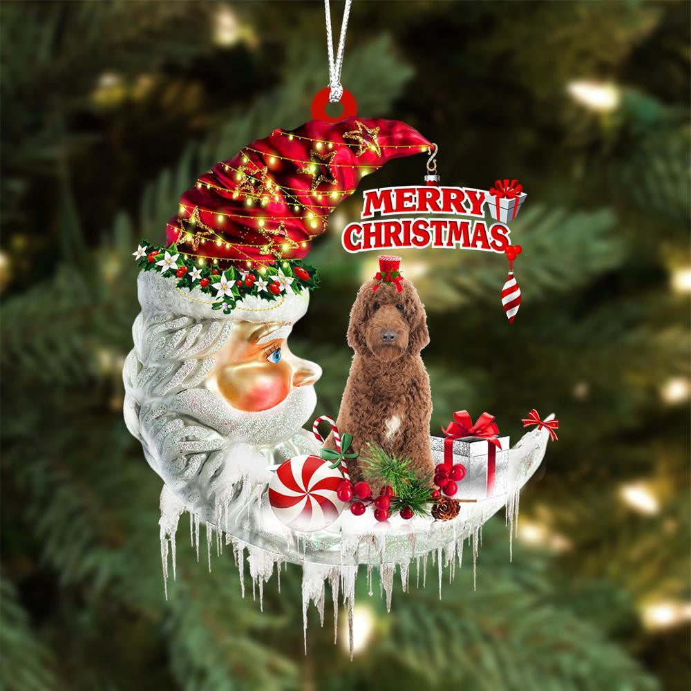Goldendoodle On The Moon Merry Christmas Hanging Ornament - Best gifts your whole family
