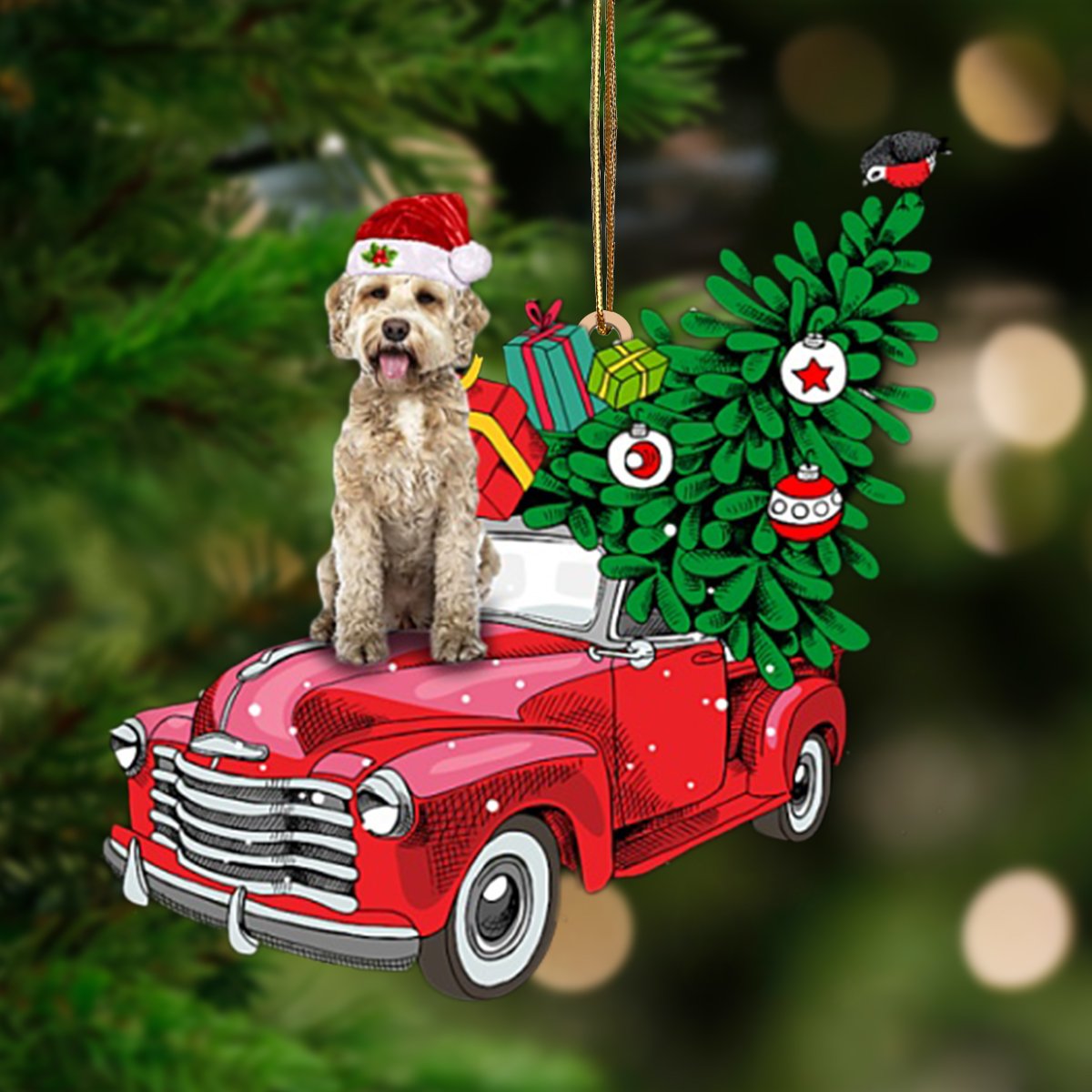 Goldendoodle-Pine Truck Hanging Ornament - Best gifts your whole family