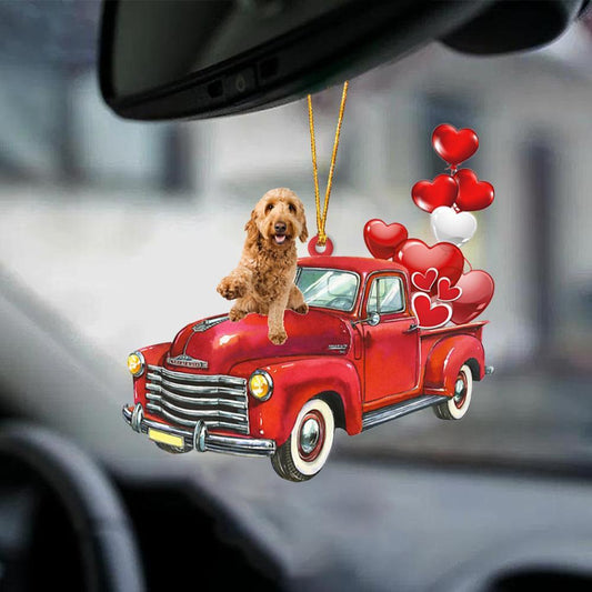Goldendoodle-Red Sports Car-Two Sided Ornament - Best gifts your whole family