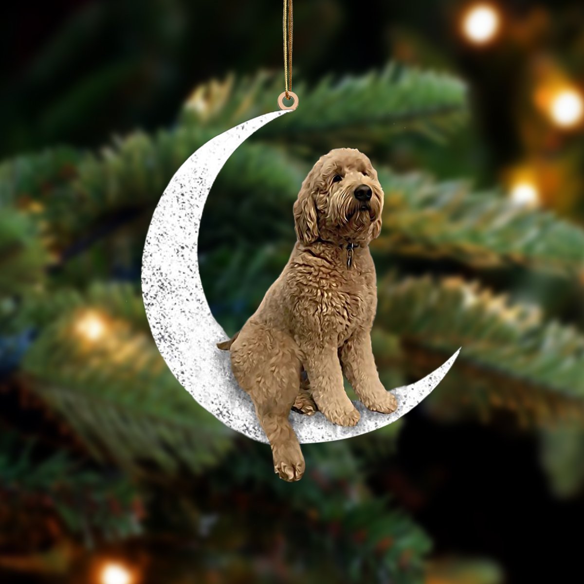 Goldendoodle-Sit On The Moon-Two Sided Ornament - Best gifts your whole family