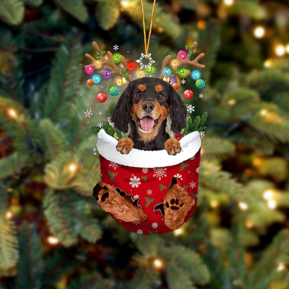 Gordon Setter In Snow Pocket Christmas Ornament Flat Acrylic Dog Ornament - Best gifts your whole family