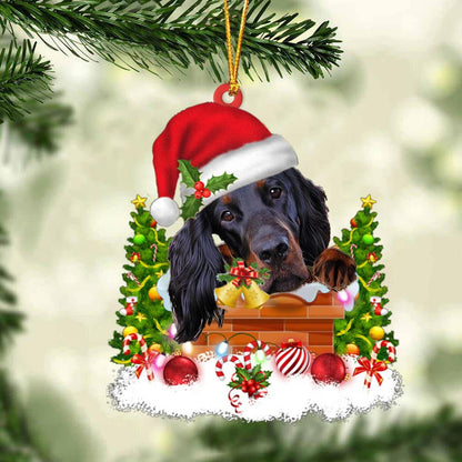 Gordon Setter In The Chimney Hanging Ornament Dog Christmas Ornament - Best gifts your whole family