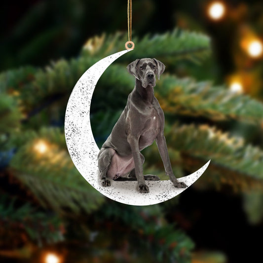 Great Dane 1-Sit On The Moon-Two Sided Ornament - Best gifts your whole family