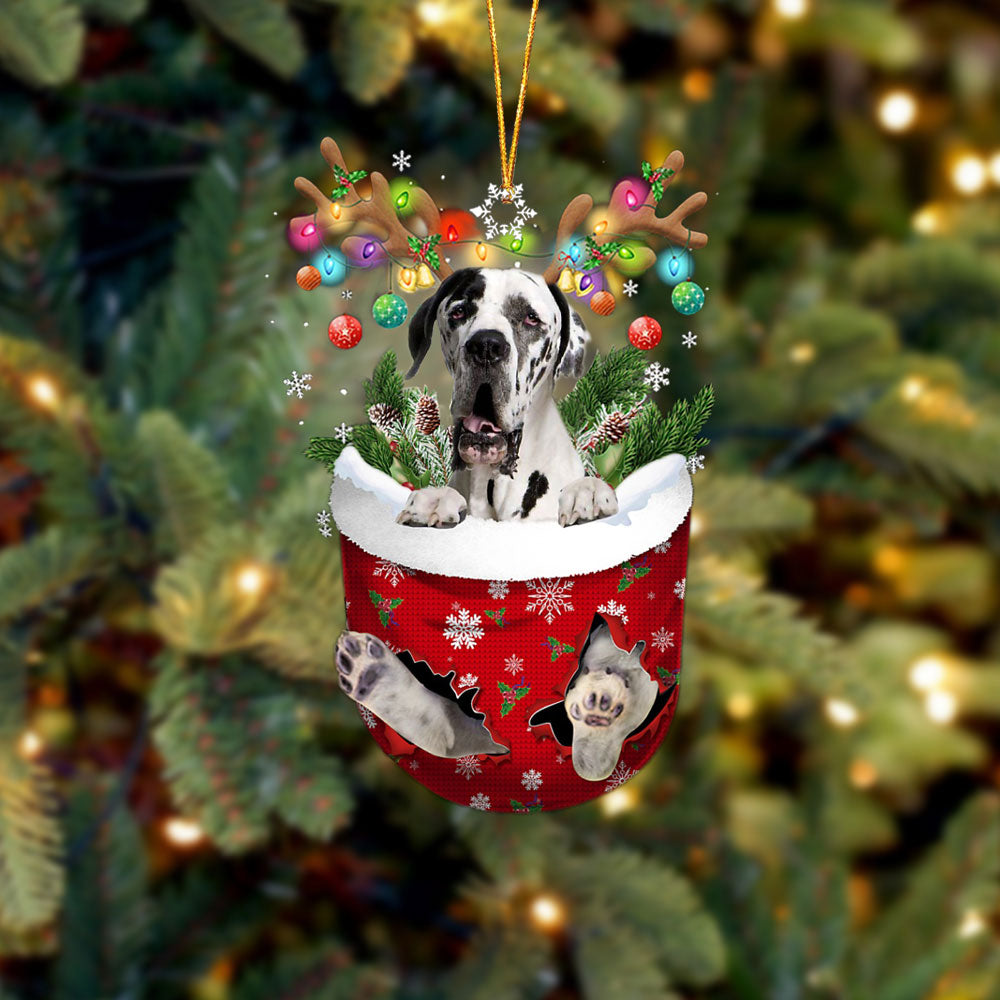 Great Dane 2 In Snow Pocket Christmas Ornament Flat Acrylic Dog Ornament - Best gifts your whole family