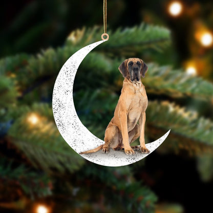 Great Dane 2-Sit On The Moon-Two Sided Ornament - Best gifts your whole family