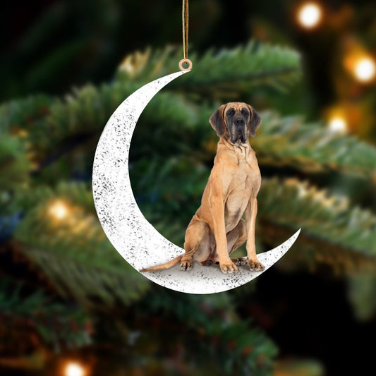 Great Dane 2-Sit On The Moon-Two Sided Ornament - Best gifts your whole family