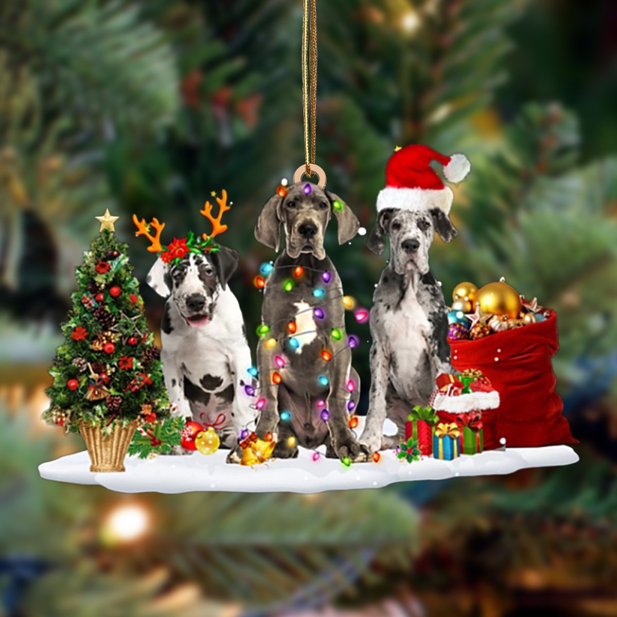 Great Dane-Christmas Dog Friends Hanging Ornament - Best gifts your whole family