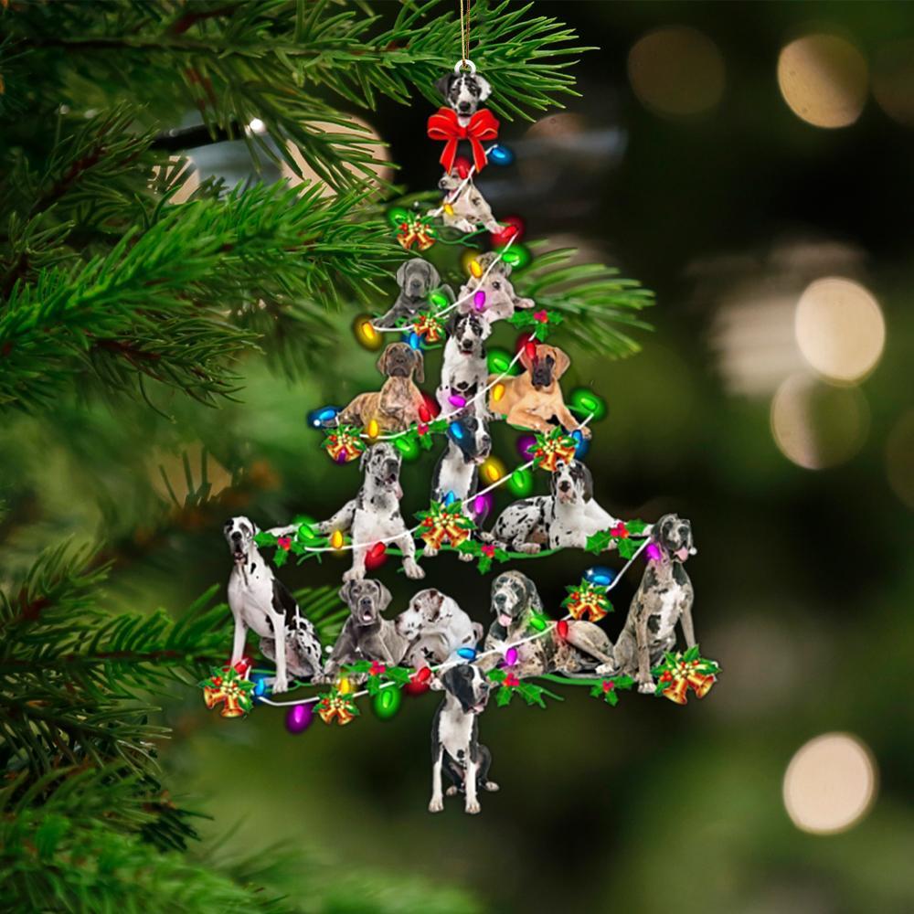 Great Dane-Christmas Tree Lights-Two Sided Ornament - Best gifts your whole family