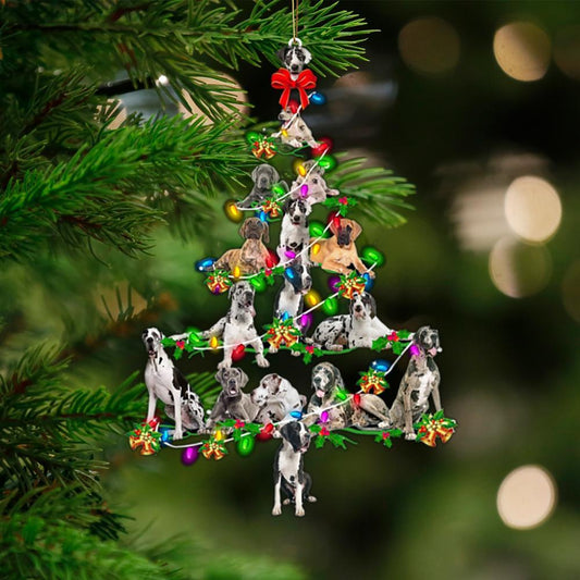 Great Dane-Christmas Tree Lights-Two Sided Ornament - Best gifts your whole family