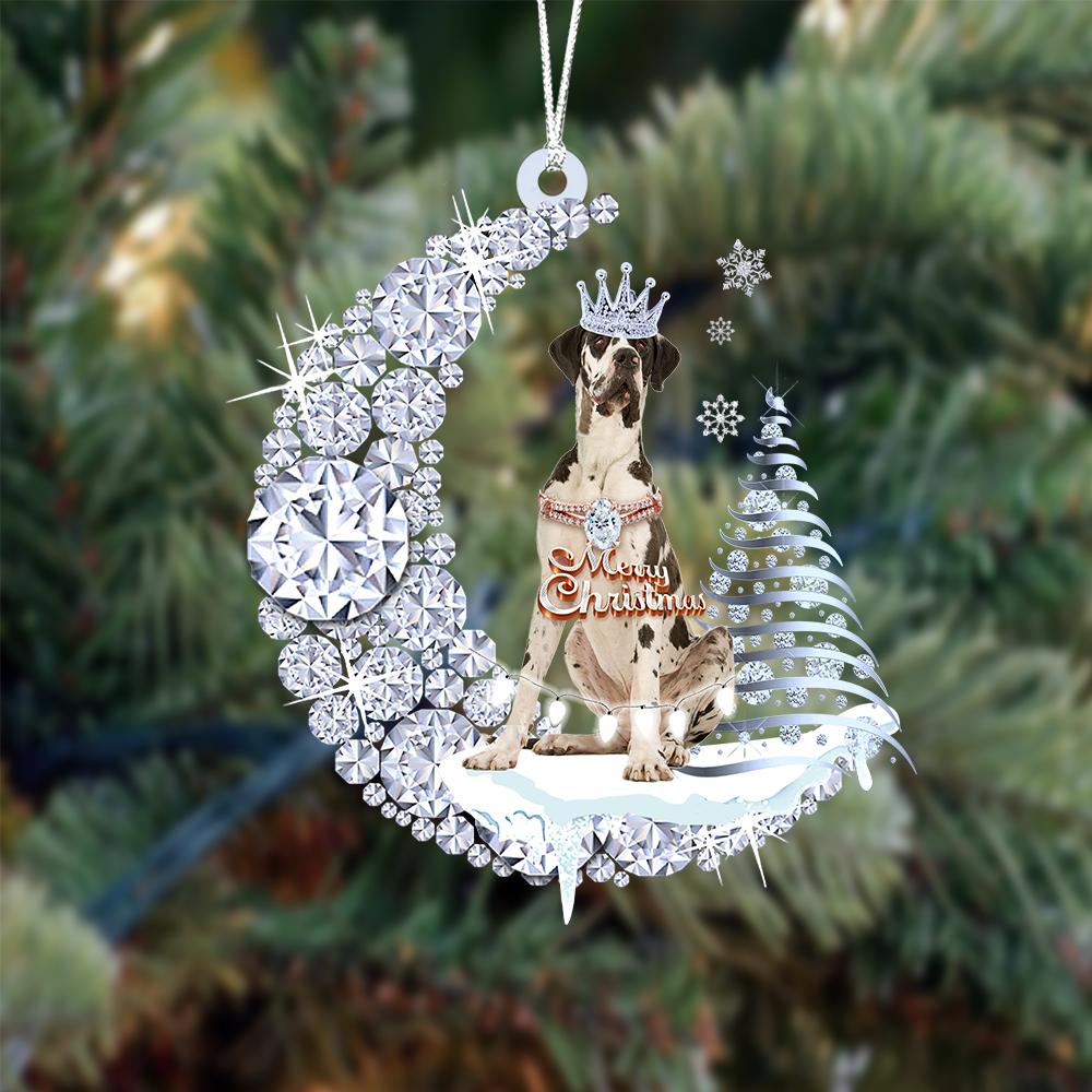 Great Dane Diamond Moon Merry Christmas Ornament Christmas Tree Hanging Ornament - Best gifts your whole family
