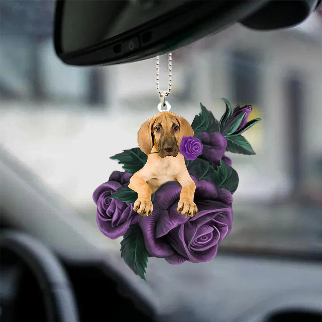 Great Dane In Purple Rose Car Hanging Ornament - Best gifts your whole family