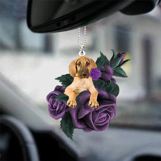 Great Dane In Purple Rose Car Hanging Ornament - Best gifts your whole family