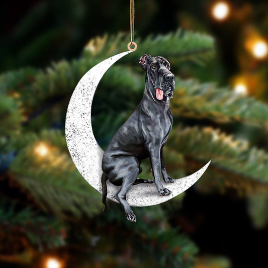 Great Dane Sit On The Moon Two Sided Ornament Dog Hanging Christmas Ornament - Best gifts your whole family