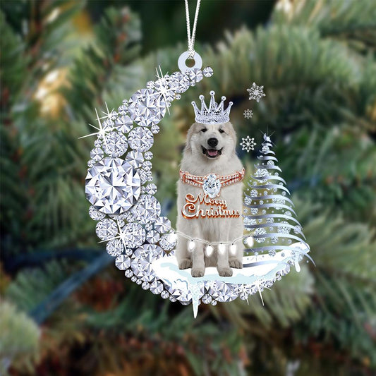 Great Pyrenees Diamond Moon Merry Christmas Ornament Christmas Tree Hanging Ornament - Best gifts your whole family