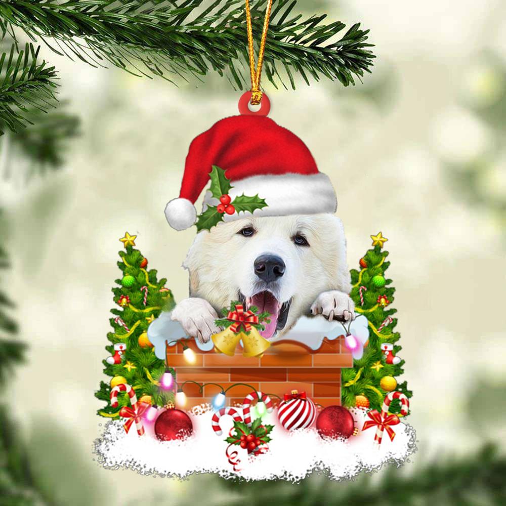 Great Pyrenees In The Chimney Hanging Ornament Dog Christmas Ornament - Best gifts your whole family