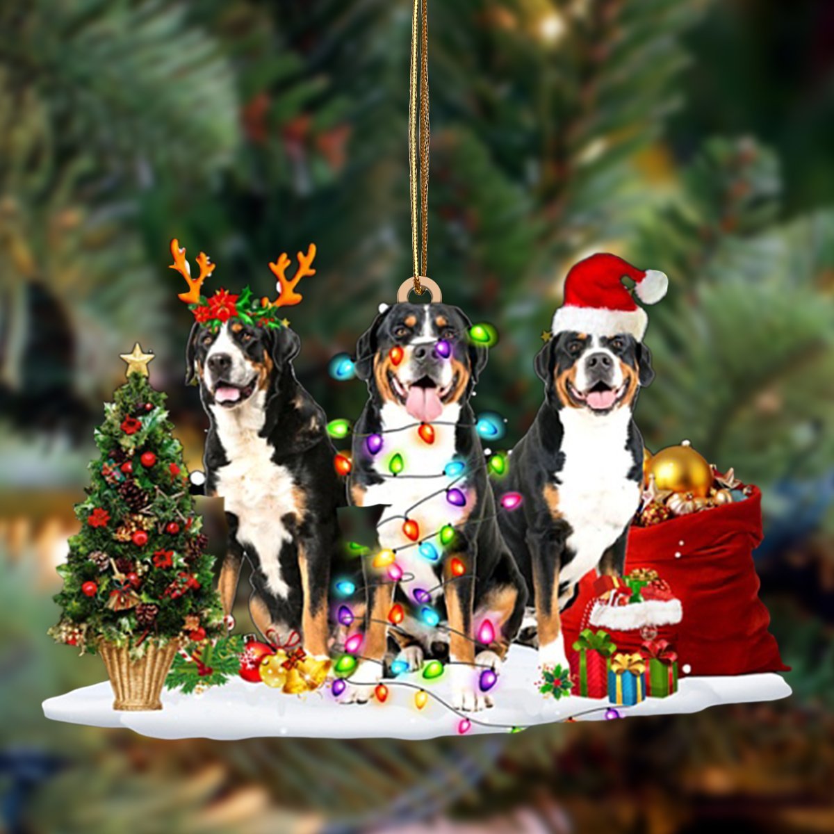 Greater Swiss Mountain Dog-Christmas Dog Friends Hanging Ornament - Best gifts your whole family
