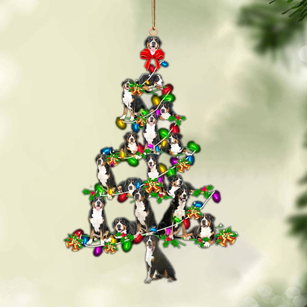 Greater Swiss Mountain Dog-Christmas Tree Lights-Two Sided Ornament, Christmas Ornament, Car Ornament - Best gifts your whole family