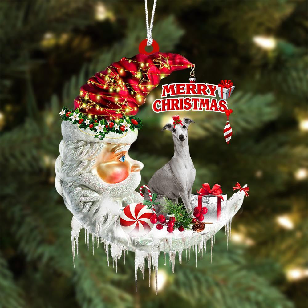 Greyhound 02 On The Moon Merry Christmas Hanging Ornament - Best gifts your whole family