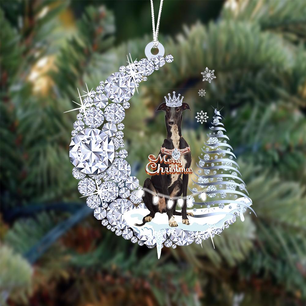 Greyhound Diamond Moon Merry Christmas Ornament Christmas Tree Hanging Ornament - Best gifts your whole family
