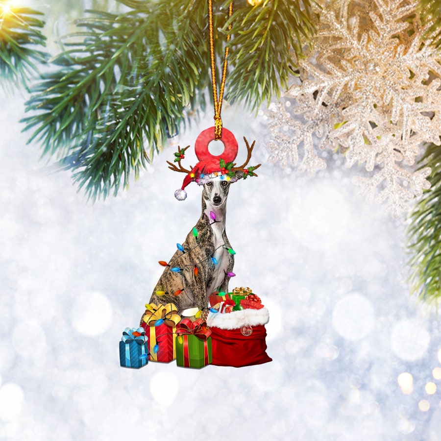 Greyhound Dog Christmas Light Reindeer Ornament, Pet Lover Gifts, Christmas Tree Ornament, Home Decor Plastic Ornament - Best gifts your whole family