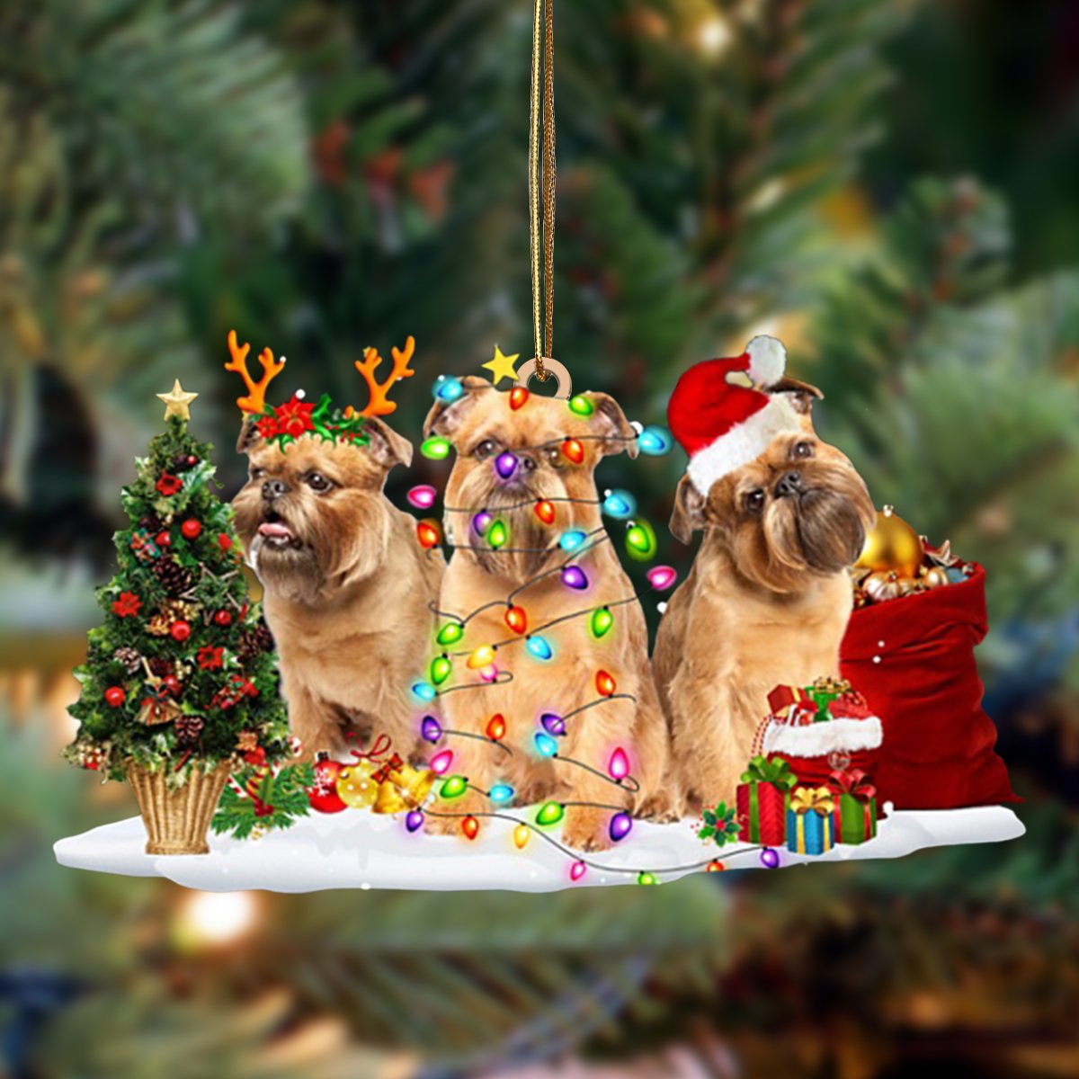 Griffon Bruxellois-Christmas Dog Friends Hanging Ornament - Best gifts your whole family
