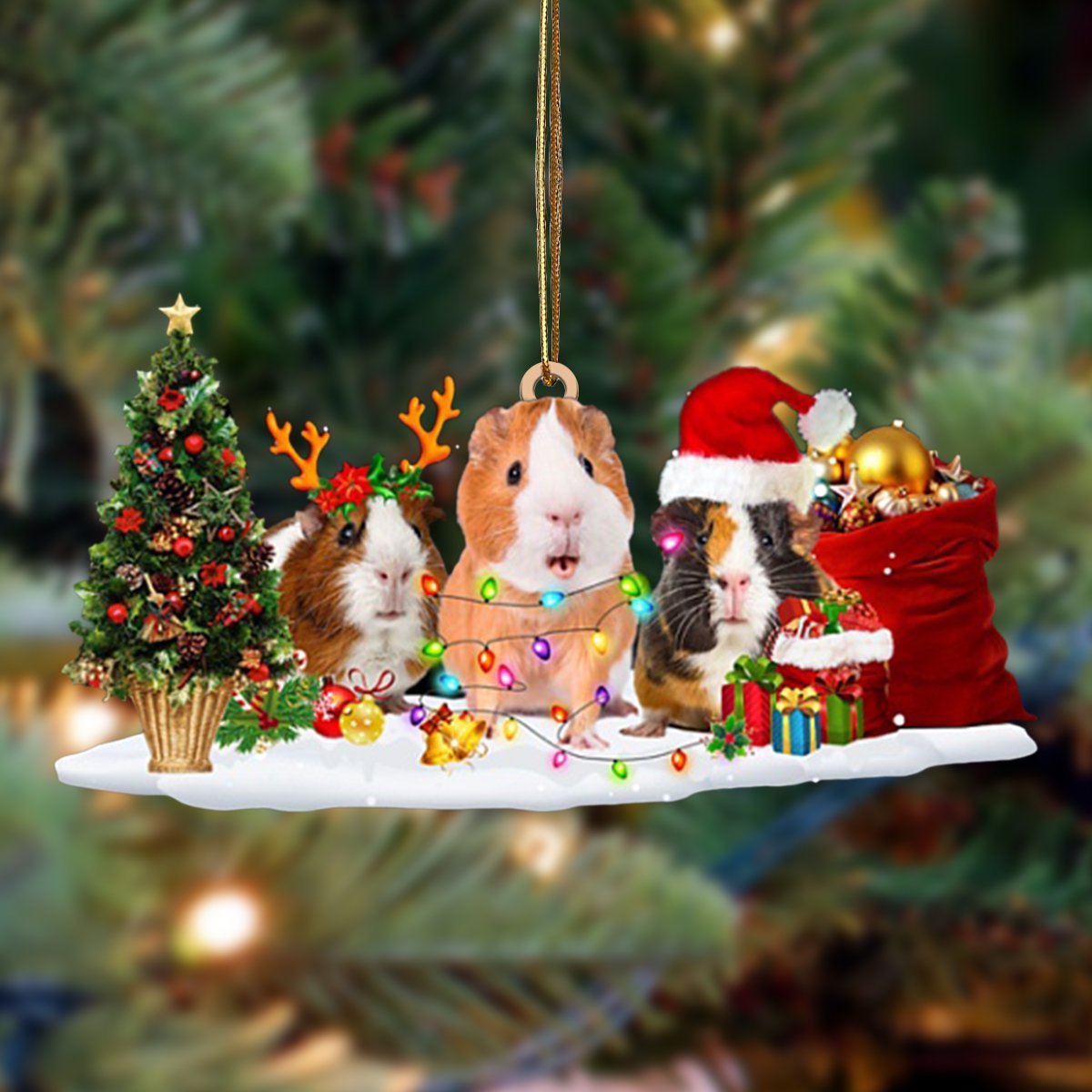 Guinea Pig-Christmas Dog Friends Hanging Ornament - Best gifts your whole family