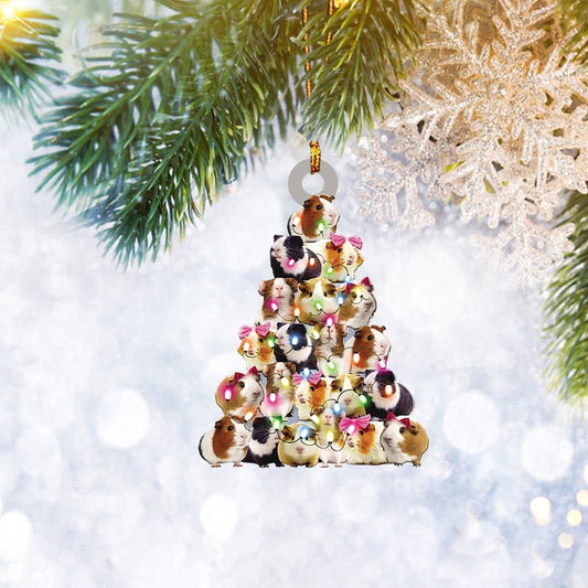Guinea Pig Christmas Pine Tree Ornament Flat 2D, Animal Lover Gifts, Christmas Tree Ornament, Home Decor - Best gifts your whole family