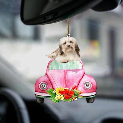 Havanese 2-Pink Hippie Car-Two Sided Ornament - Best gifts your whole family