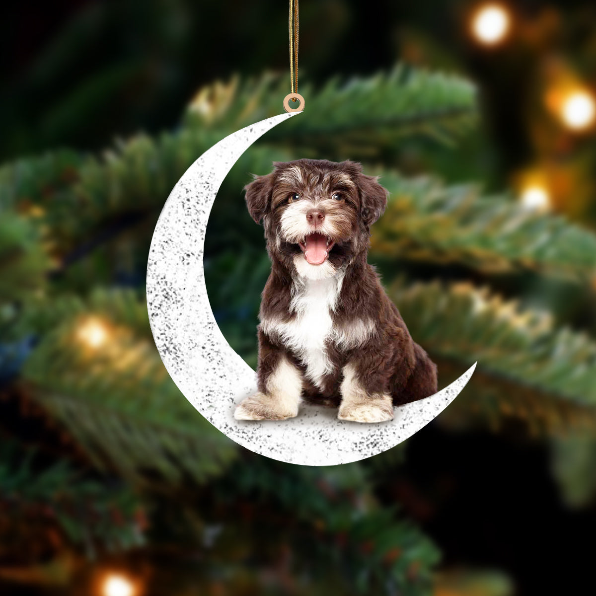 Havanese 2 Sit On The Moon Two Sided Ornament Dog Hanging Christmas Ornament - Best gifts your whole family