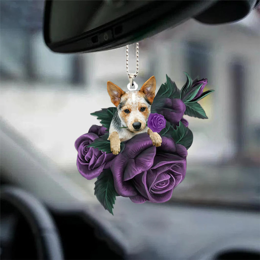 Heeler In Purple Rose Car Hanging Ornament, 3D Ornament Car Accessories - Best gifts your whole family