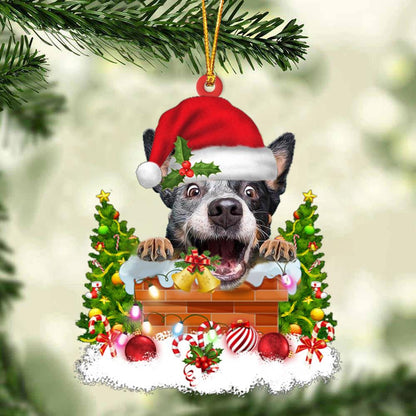 Heeler In The Chimney Hanging Ornament Dog Christmas Ornament - Best gifts your whole family