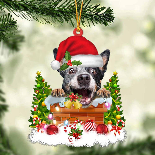 Heeler In The Chimney Hanging Ornament Dog Christmas Ornament - Best gifts your whole family