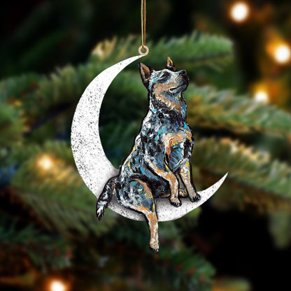 Heeler Sit On The Moon Two Sided Ornament Dog Hanging Christmas Ornament - Best gifts your whole family