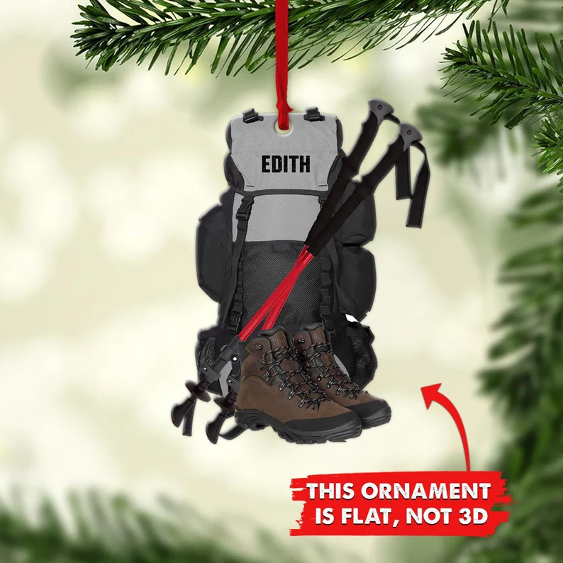 Hiking Bag Custom Flat Ornaments, Hiking Christmas Personalized Ornament, Camping Lover Gift, Gift For Hiking Lover - Best gifts your whole family