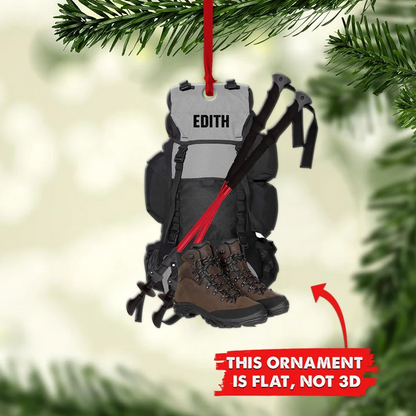 Hiking Bag Custom Flat Ornaments, Hiking Christmas Personalized Ornament, Camping Lover Gift, Gift For Hiking Lover - Best gifts your whole family