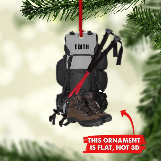 Hiking Bag Custom Flat Ornaments, Hiking Christmas Personalized Ornament, Camping Lover Gift, Gift For Hiking Lover - Best gifts your whole family