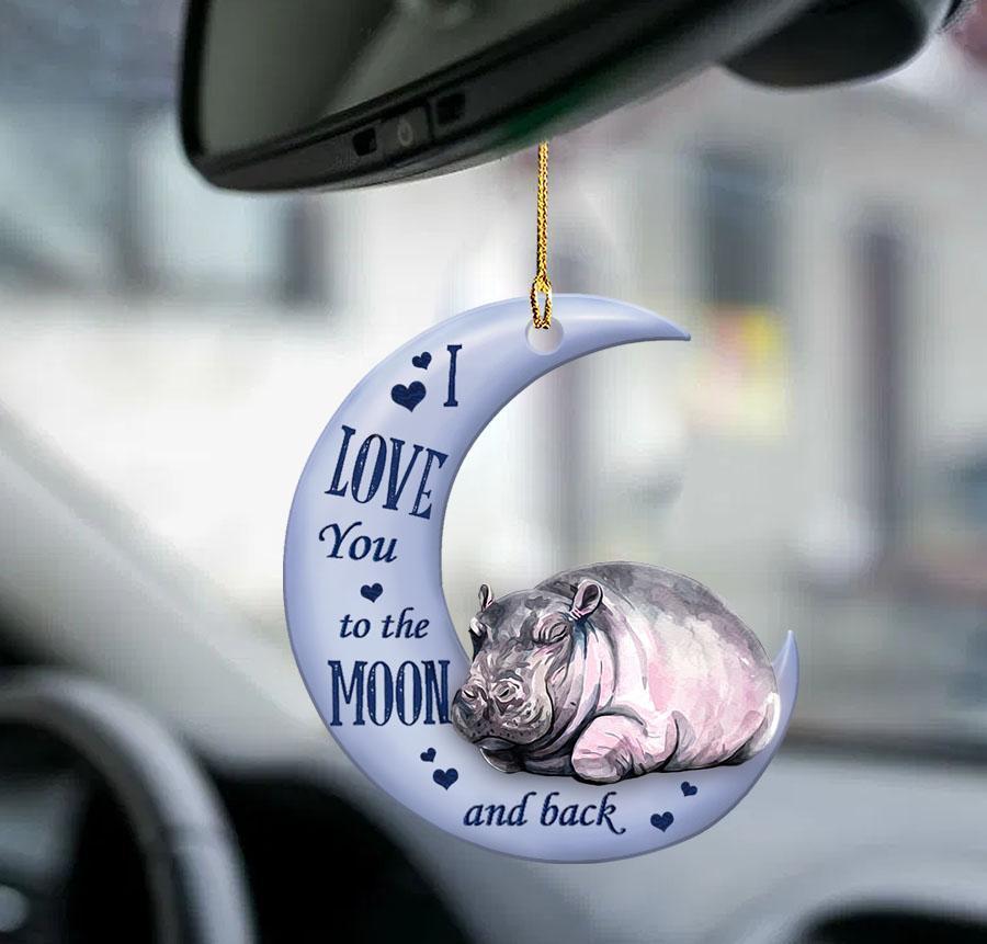 Hippo moon back hippo lover two sided ornamentj - Best gifts your whole family
